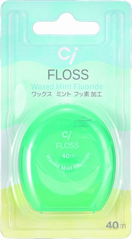 Зубна нитка New Ci Floss 40м, воскована, з м'ятою та фтором, в боксі з пластику