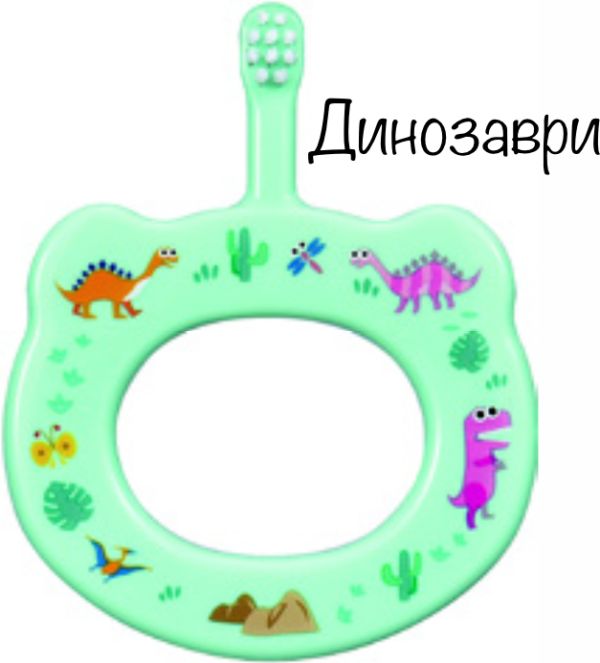 Зубна щітка Ci Baby Two Levels S для немовлят з двошаровою щетиною Made in Japan смарагдова динозаври