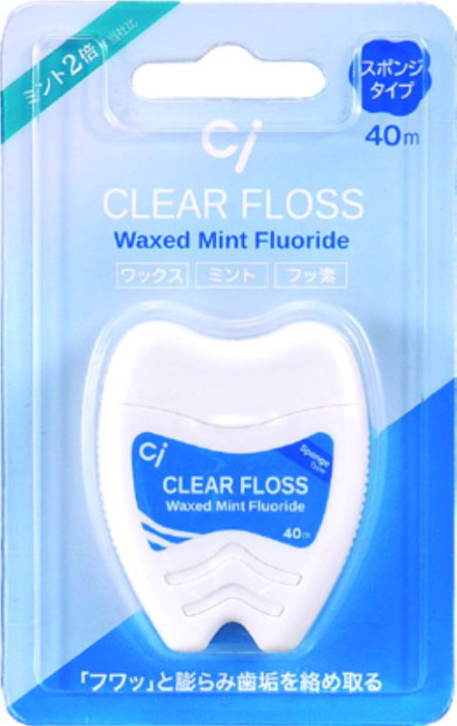 Вощена зубна нитка Ci Clear Floss 40 метрів при використанні розширюється з фтором і подвійною м'ятою